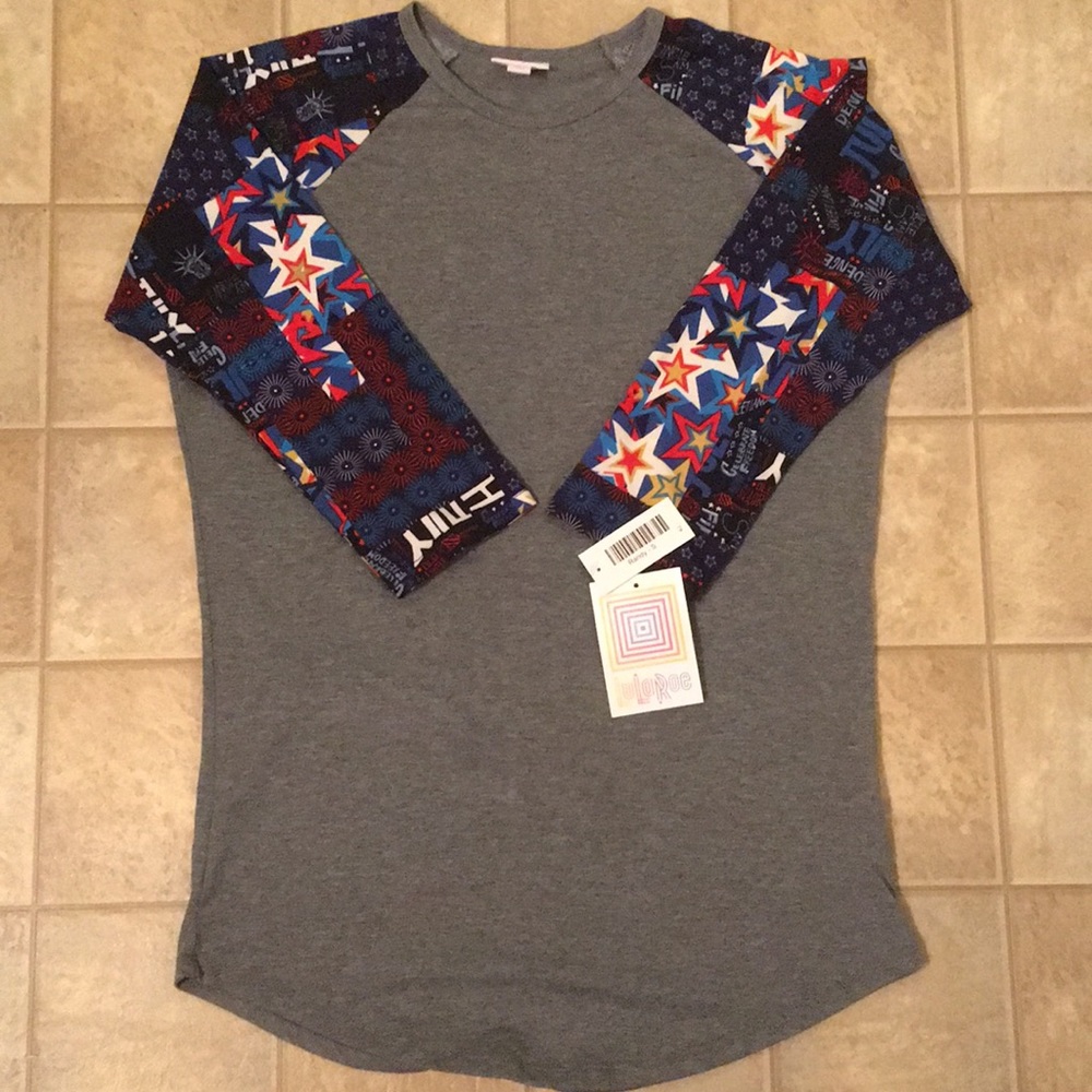 LuLaRoe Americana Randy baseball Tee